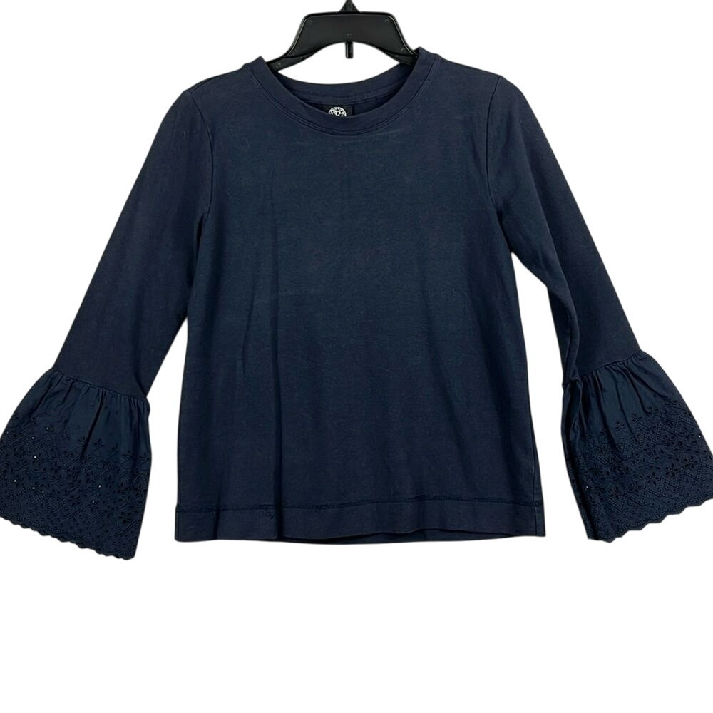 Bobeau  Long Sleeve Eyelet‎ Sleeve Blouse Womens Size XSP Dark Blue